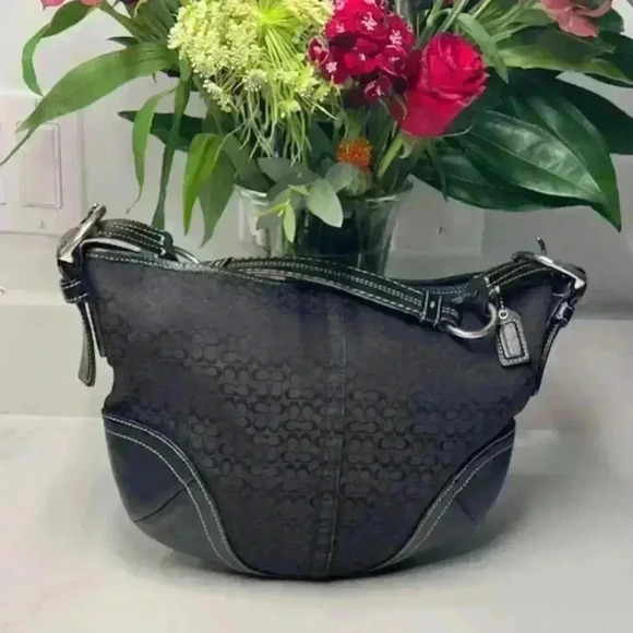 Coach Black Signature Hobo Tote Bag #1460 - Picture 9 of 12